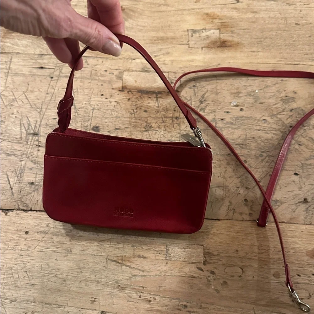 HOBO International Red Leather Crossbody Wallet Organizer Bag